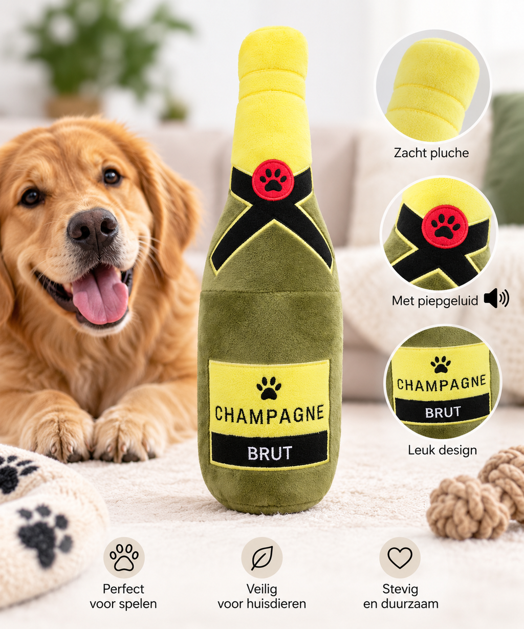 Cozy Paw’s Flesje Hondenspeeltje – Zacht & Met Piepgeluid